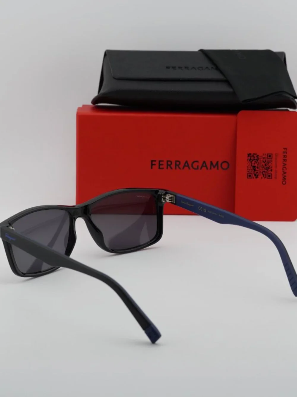 Salvatore Ferragamo SF938S 962  Rectangle Sunglasses - Black / Grey